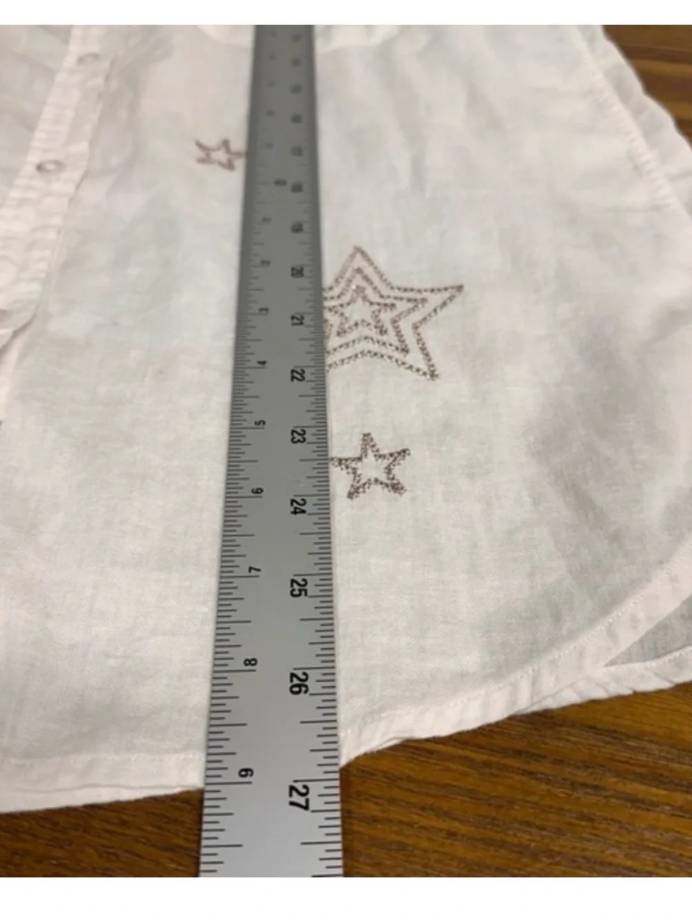 Rails Charli button down metallic gold star white linen blend top, small - Picture 12 of 13